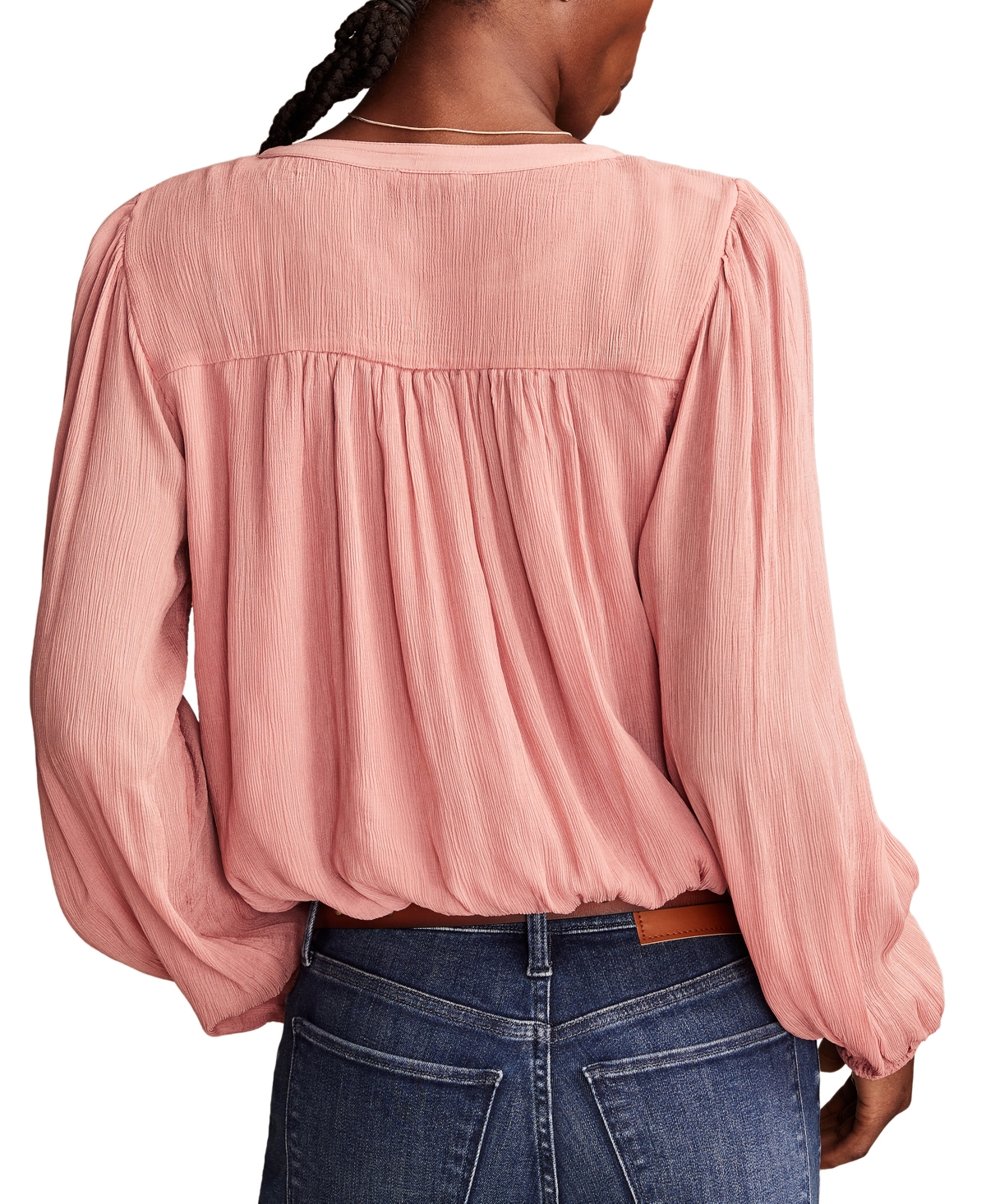 Shop Lucky Brand Women's Smocked Bubble-hem Top In Ash Rose