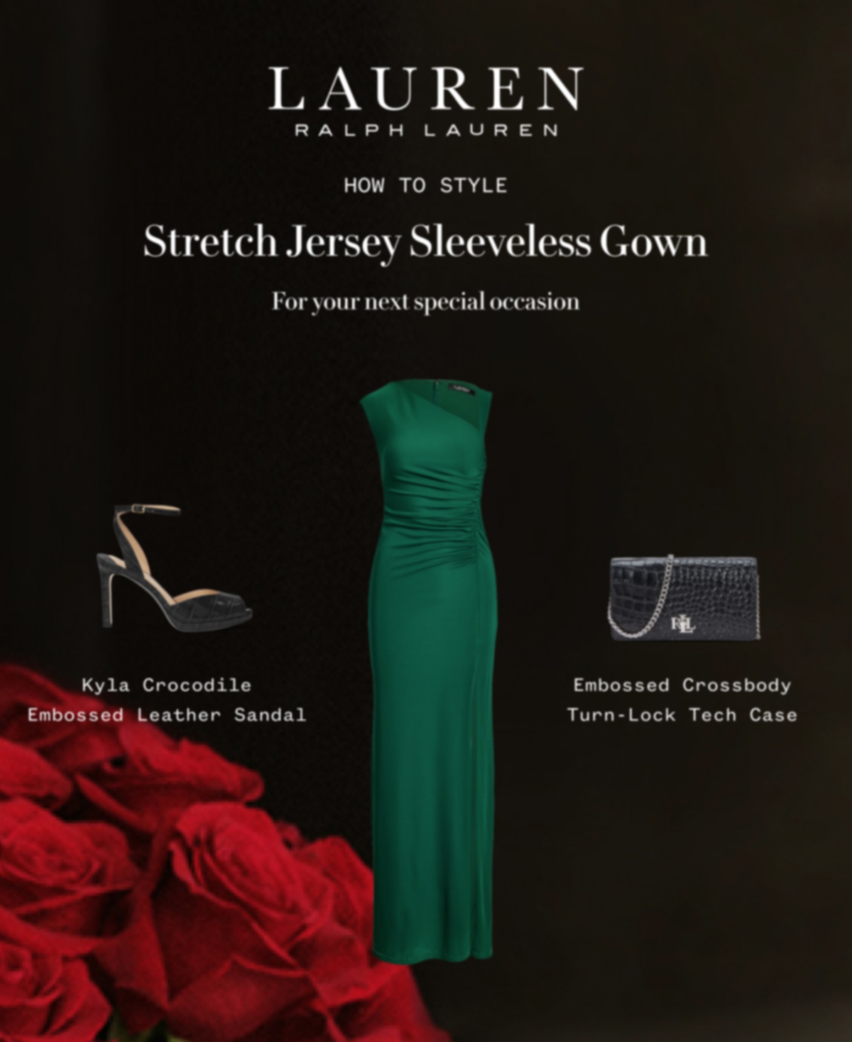 Lauren Ralph Lauren Women's Stretch Jersey Sleeveless Gown