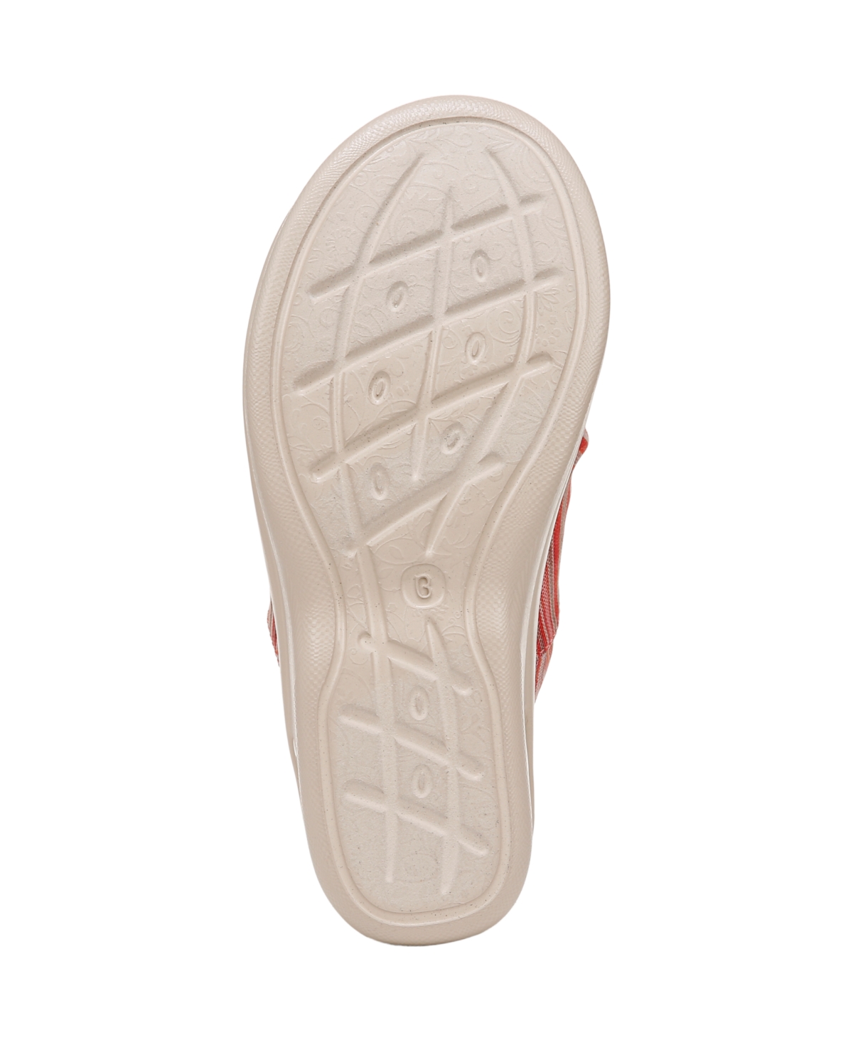 Bzees Women's Smile 3 Washable Slide Wedge Sandals In Coral Stripe Stretch Fabric