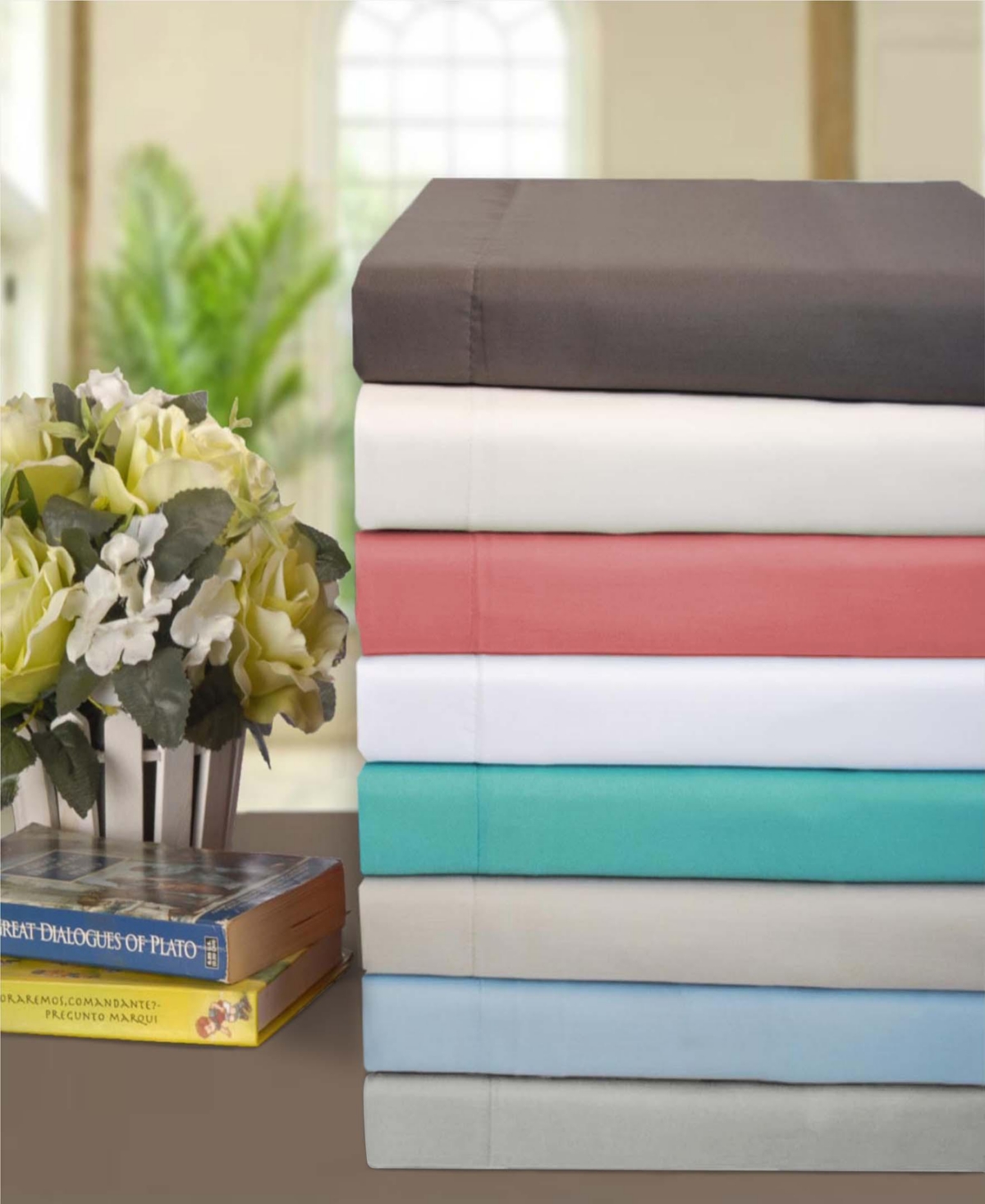 Superior 600 Thread Count Cotton Blend Solid Deep Pocket Sheet Set,
