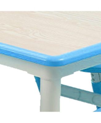 Modern Kids Table and 6 Chair Set, 47.20" Height Adjustable Toddler Table and 6 Chairs Set with Non-Slip Table Legs&Organizer Graffiti