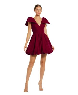 Mac Duggal Women's Shoulder Bow Velvet Bubble Mini Dress - Macy's