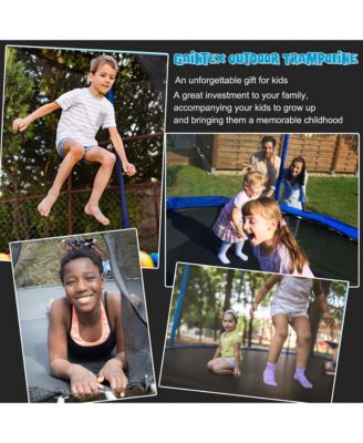 15FT Outdoor Large Trampoline Safety Enclosure Net w/ Basketball Hoop Ladder