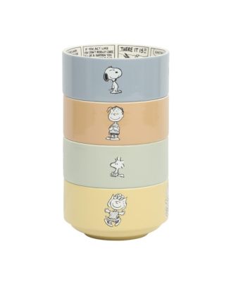 Peanuts Snoopy Bonbon Bites 4-Piece 5.5" Decorated Stoneware Ceramic Stackable Bowl Set – Bowl Set