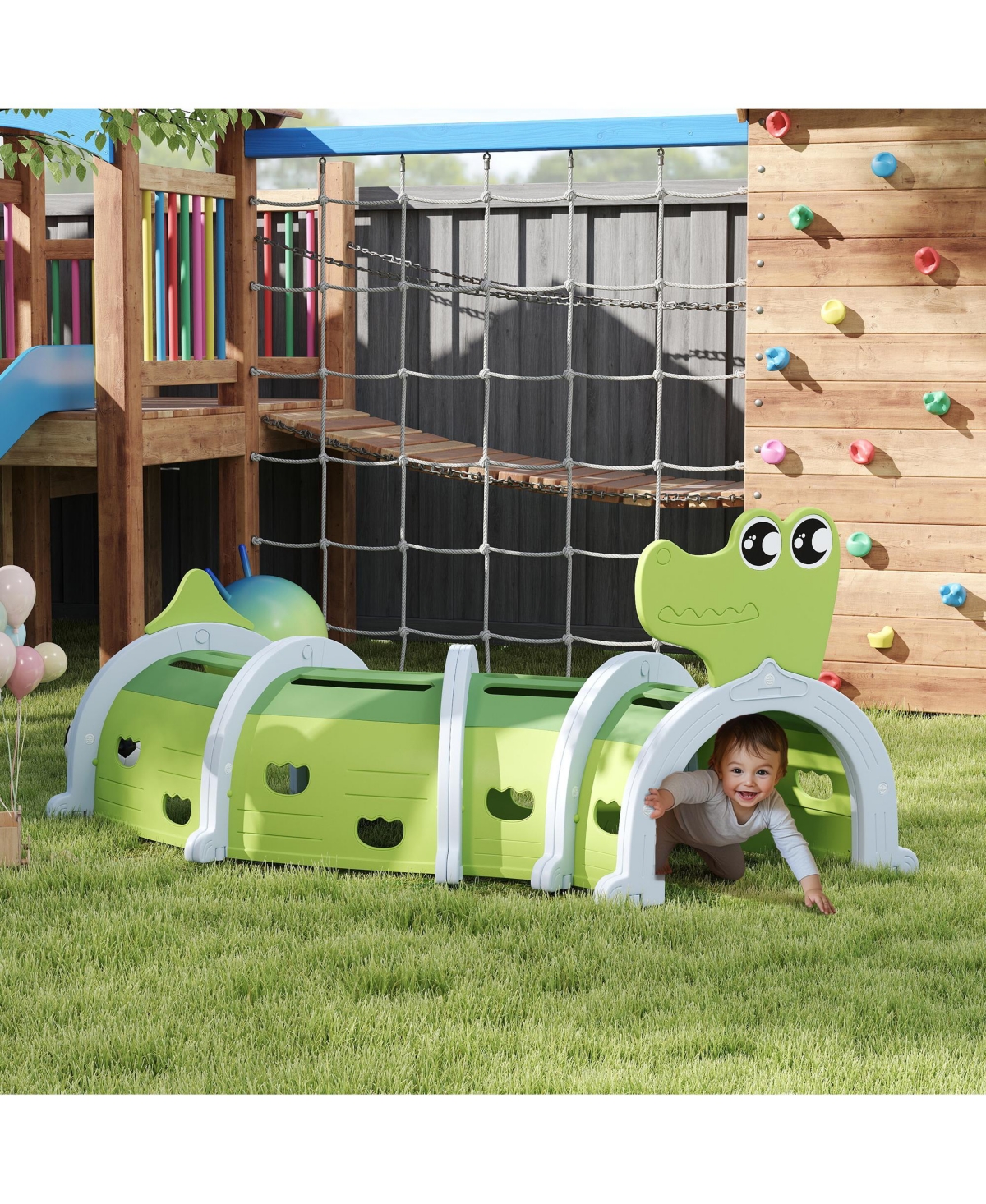 Qaba Kids Play Tunnel for Children 3-6 Years to Crawl and Climb, 76" Long