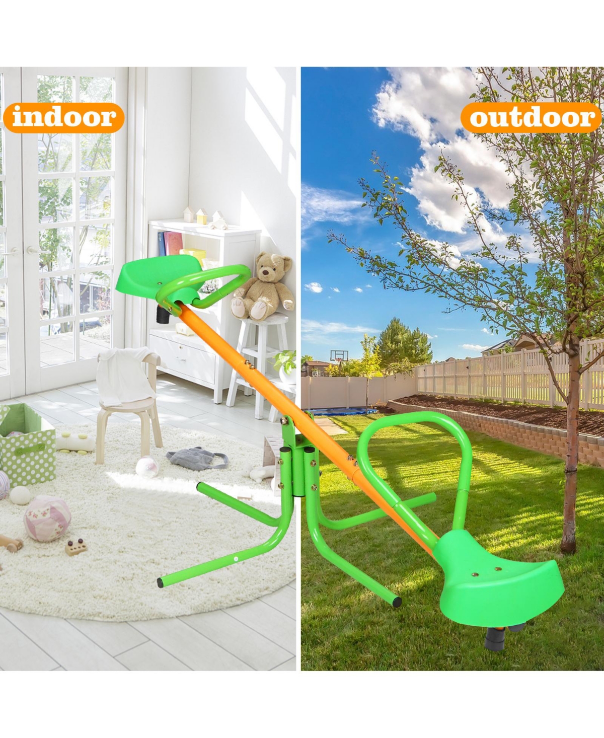 Slickblue 360 Degree Rotation Outdoor Kids Spinning Seesaw Sit and Spin Teeter Totter Outdoor Playground Equipment Swivel Teeter Totter for Backyard