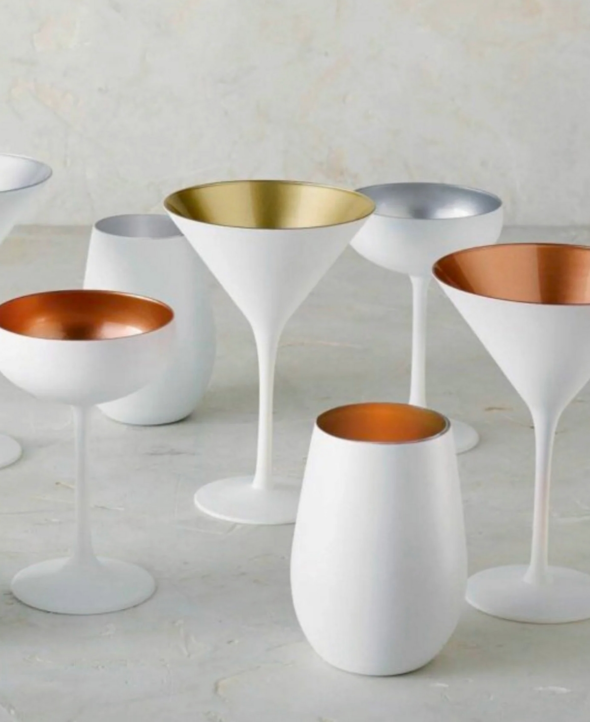 Stolzle Lausitz Olympia Martini Glasses, Set Of 2 In White With Bronze