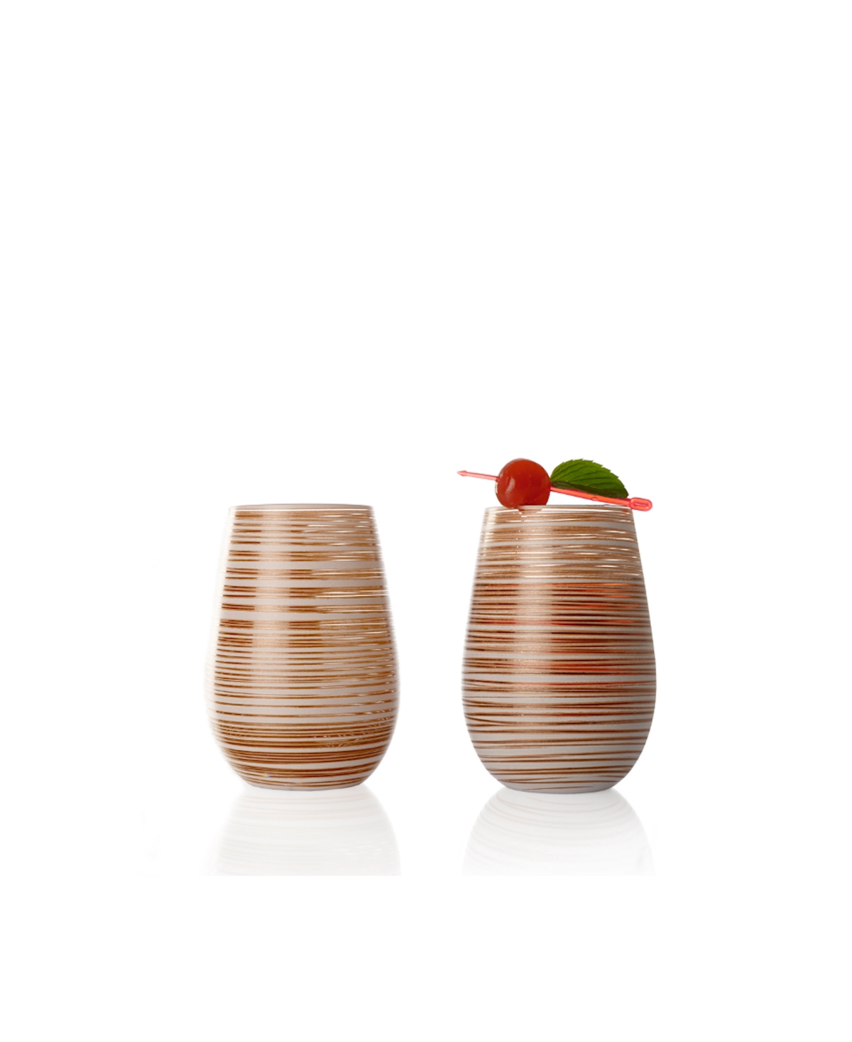 Stolzle Lausitz Olympia Twister Tumblers, Set Of 2 In White With Bronze