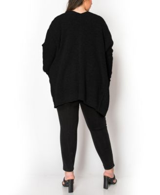 Plus Size Marled Knit Pocket Cardigan Sweater