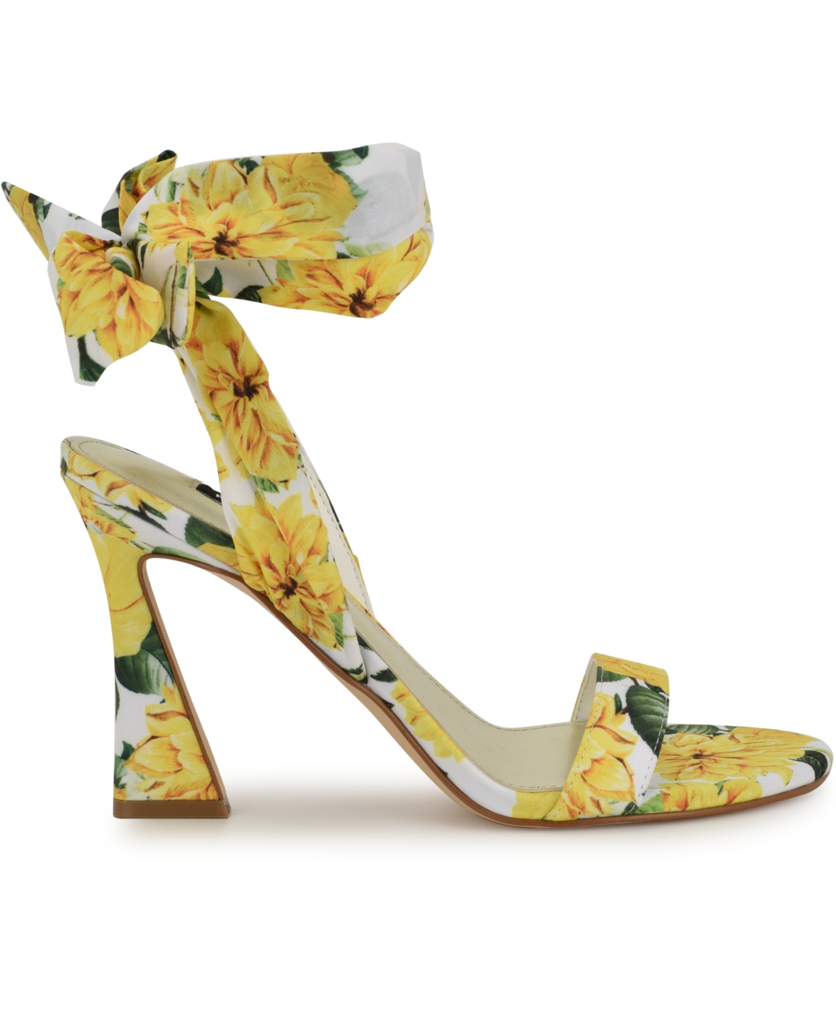Nine West Kelsie Ankle Tie Sandal In Yellow Rose Floral