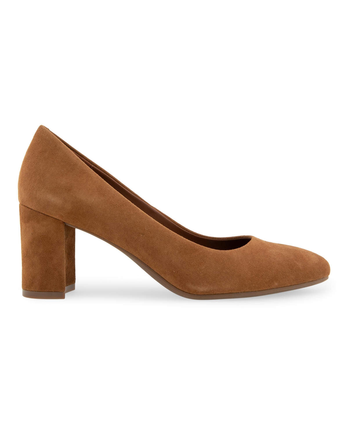 Shop Aerosoles Ebel Dress Mid Heel Pumps In Brown Tobacco Suede