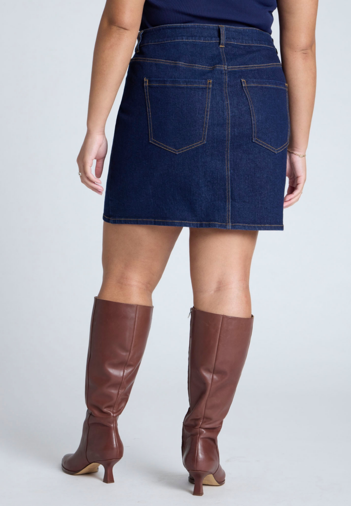 Eloquii Plus Size Laced Denim Mini Skirt