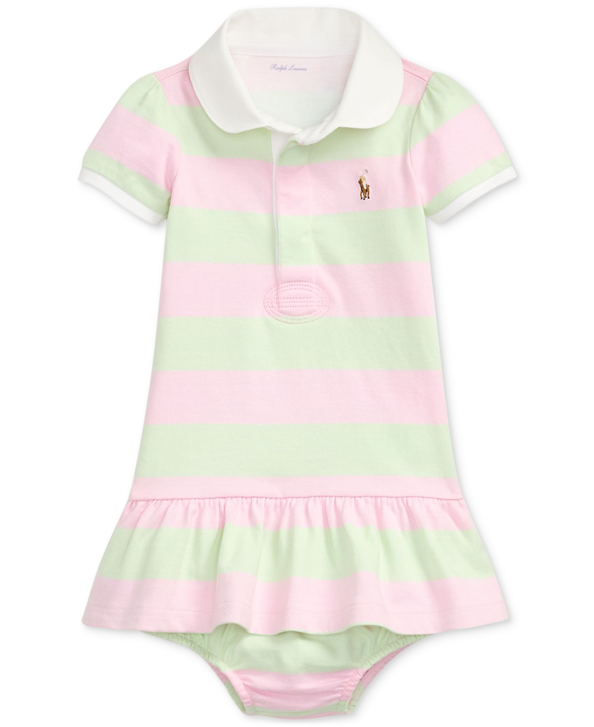 Polo Ralph Lauren Baby Girls Striped Rugby Dress With Bloomers In Pink Stripe