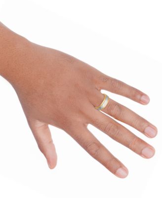 Men's Diagonal Texture Two-Tone Wedding Band in Sterling Silver & 18k Gold-Plate