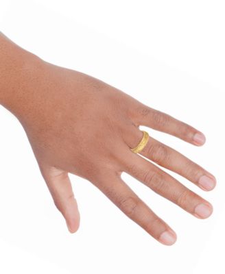 Men's Geometric Texture Milgrain Bead Wedding Band in 18k Gold-Plated Sterling Silver