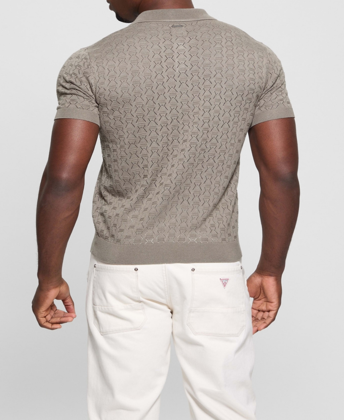 Guess Men's Solid Pointelle-Stitch Polo Shirt