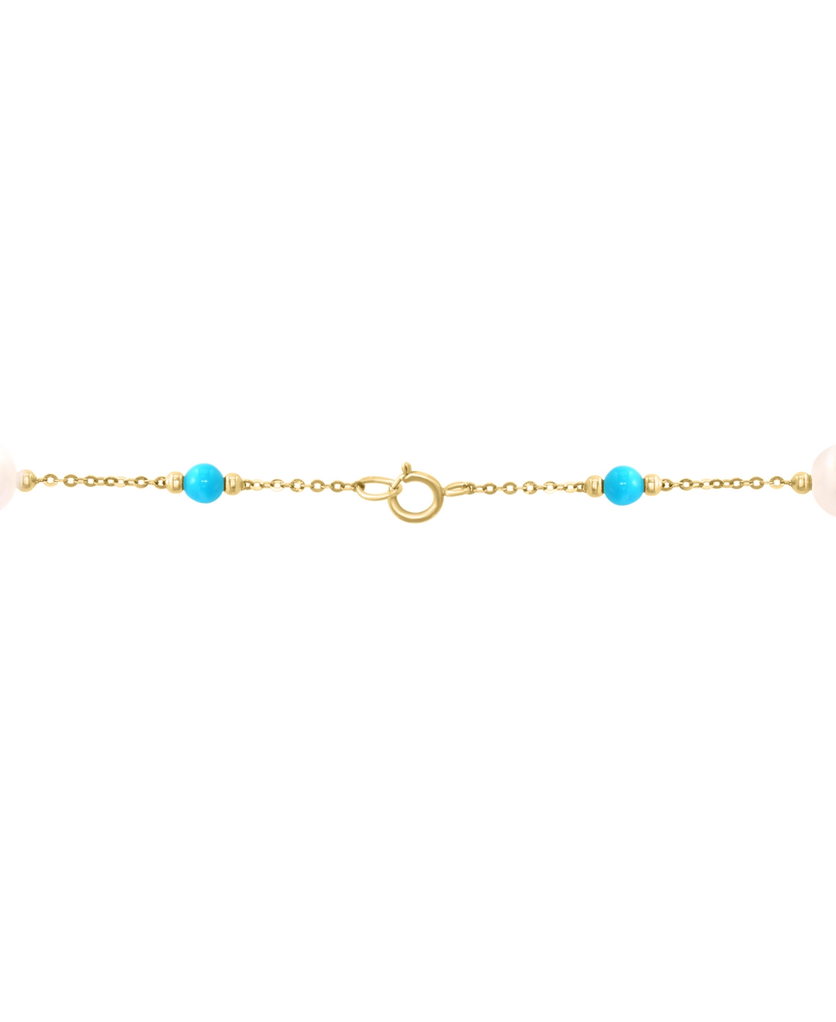 Effy Collection Effy Cultured Freshwater Pearl (6mm) & Turquoise 18" Collar Necklace In 14k Gold In Gold