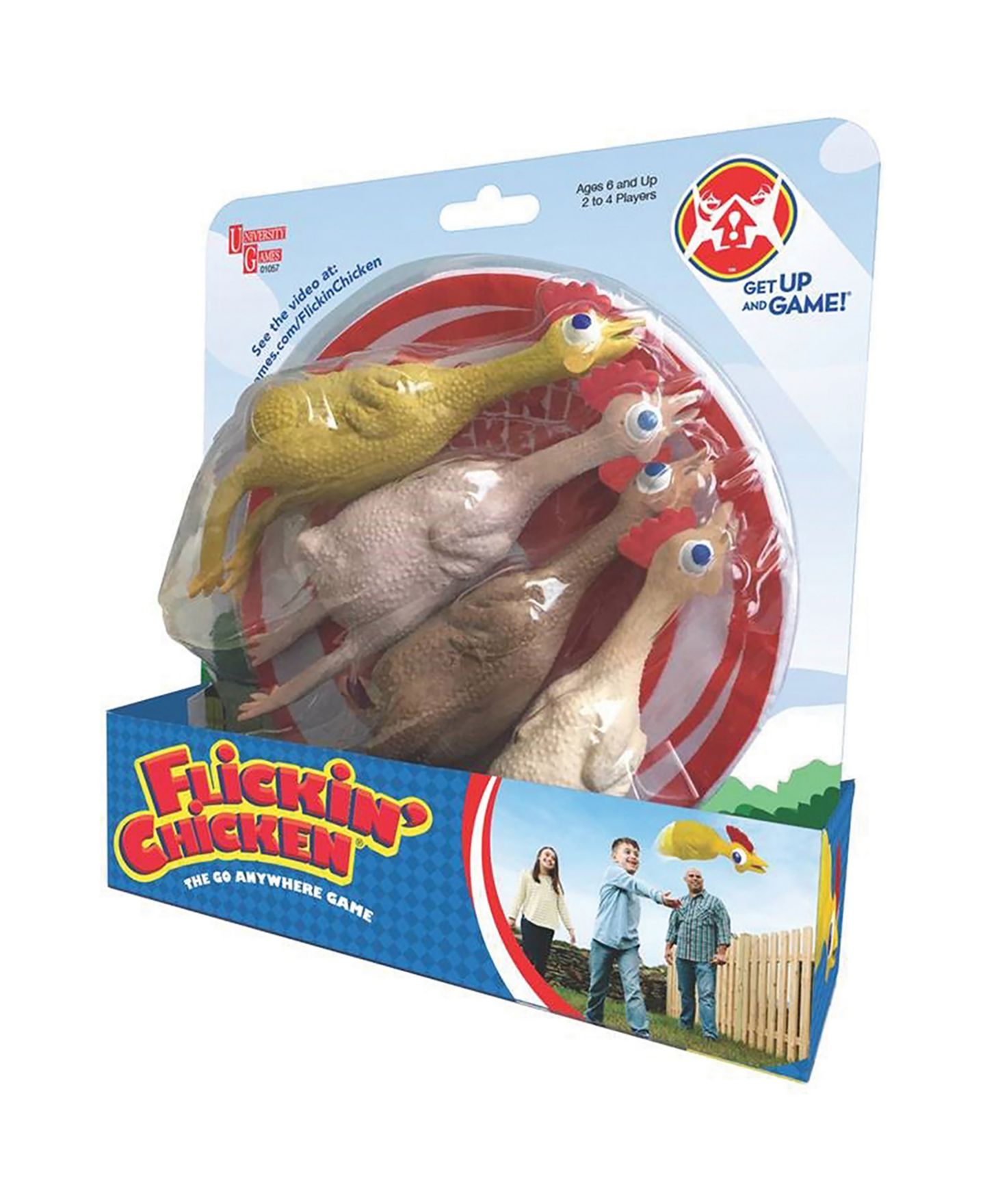 Детская настольная игра University Games Family Outdoor Flickin Chicken Board Game, от 6 лет — фото 1