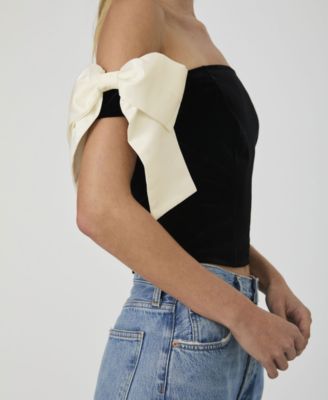 Women's Carey Velvet Bow-Sleeve Top