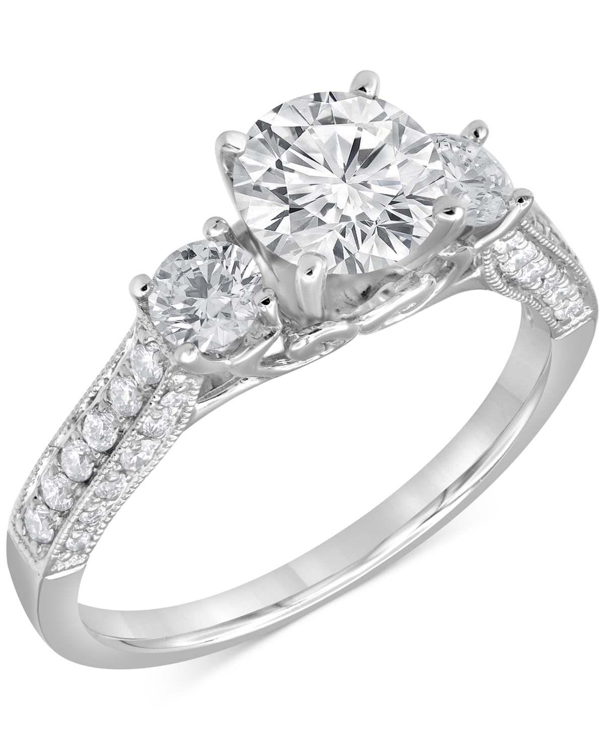 Diamond Three Stone Engagement Ring (1-3/4 ct. t.w.) in 14k White Gold - White Gold
