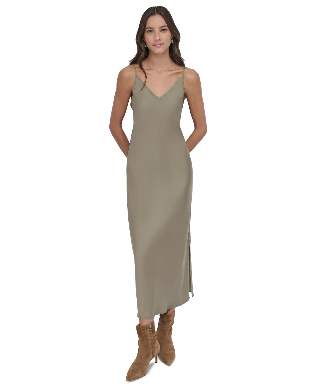 DKNY JEANS WOMEN'S WASHER SATIN BIAS SLIP DRESS 