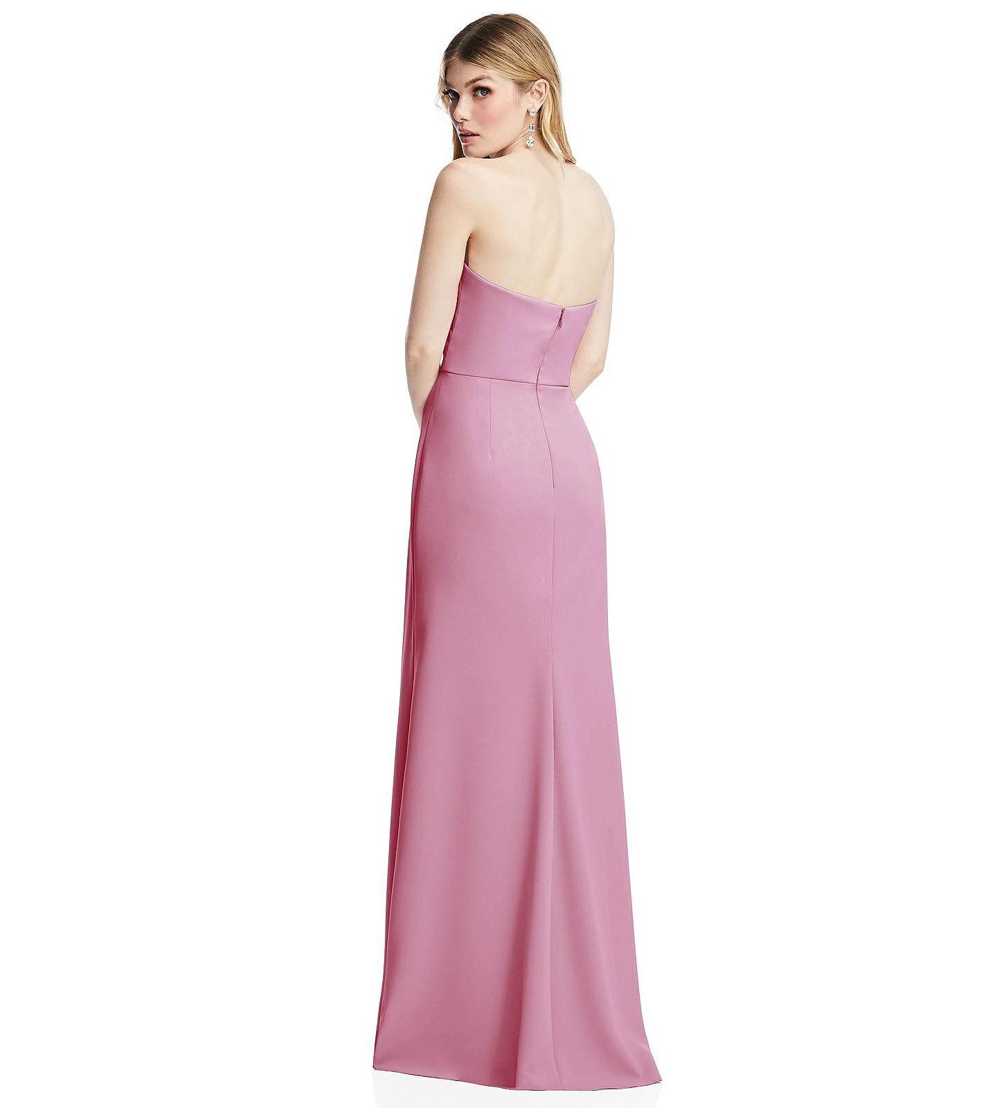 Женское платье After Six Plus Size Strapless Pleated Faux Wrap Trumpet Gown with Front Slit, цвет: Пудрово-розовый — фото 4