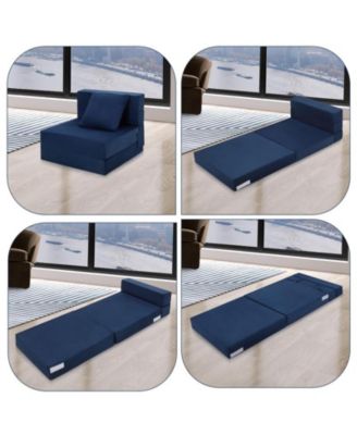 Folding Sofa Bed, Foldable Couch Bed with Pillow, Convertible Sleeper Chair Folding Sofa Mattress, Futon Floor Couch with Memory Foam Washable Cover for Living Room/Bedroom/Guest, Single Size