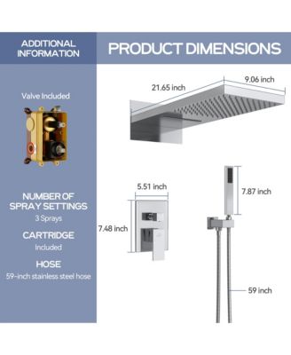 Waterfall Shower System with Valve Kit and Handheld Spray