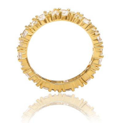 Suzy Levian Sterling Silver Cubic Zirconia Round Baguette Cluster Eternity Band