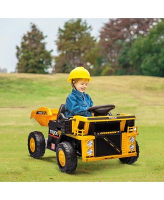 12V Kids Ride-On Dump Truck w/ Electric Dump Bed & Shovel