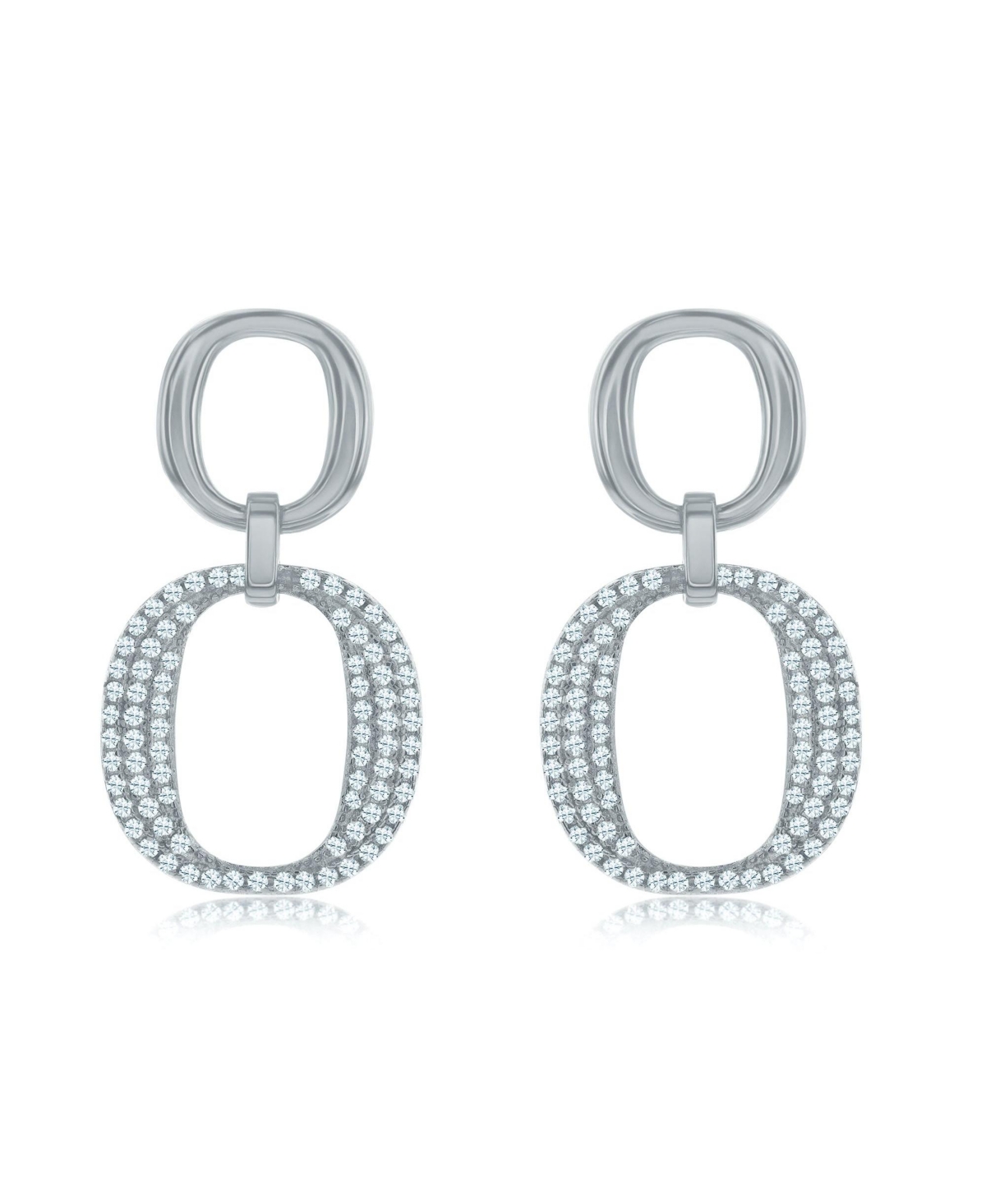 Suzy Levian New York Suzy Levian Sterling SilverCubic Zirconia Oval Shape Drop Earrings - White