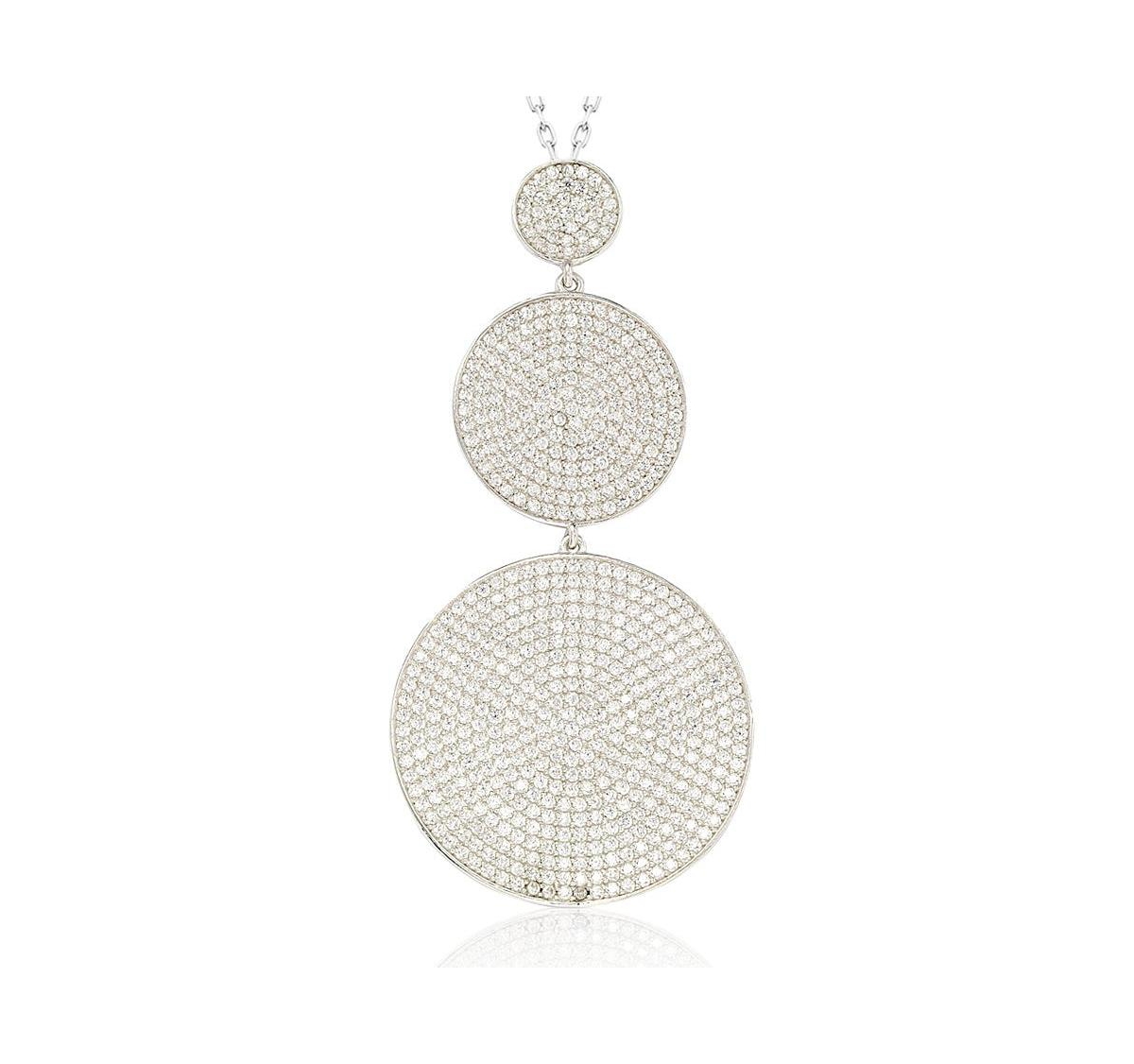Suzy Levian Sterling Silver Cubic Zirconia White Pave Graduating Circles Pendant - White