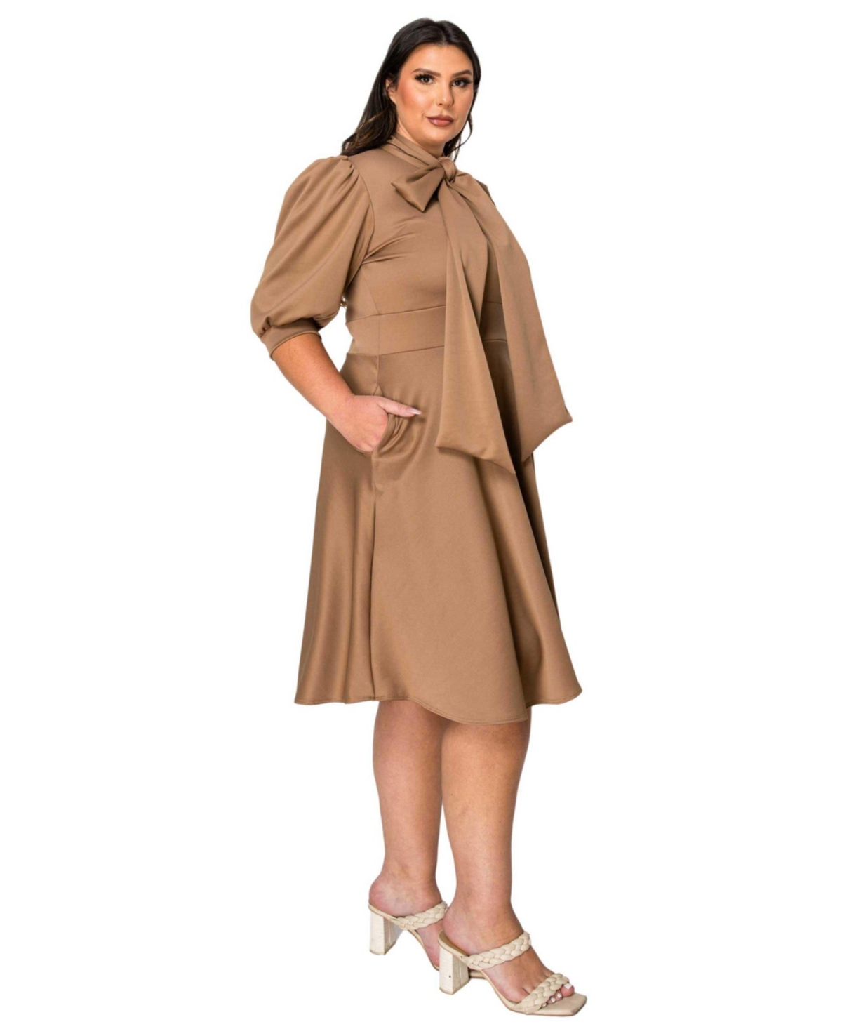 L I V D Plus Size Carina Donna Flare Dress w/ Pockets