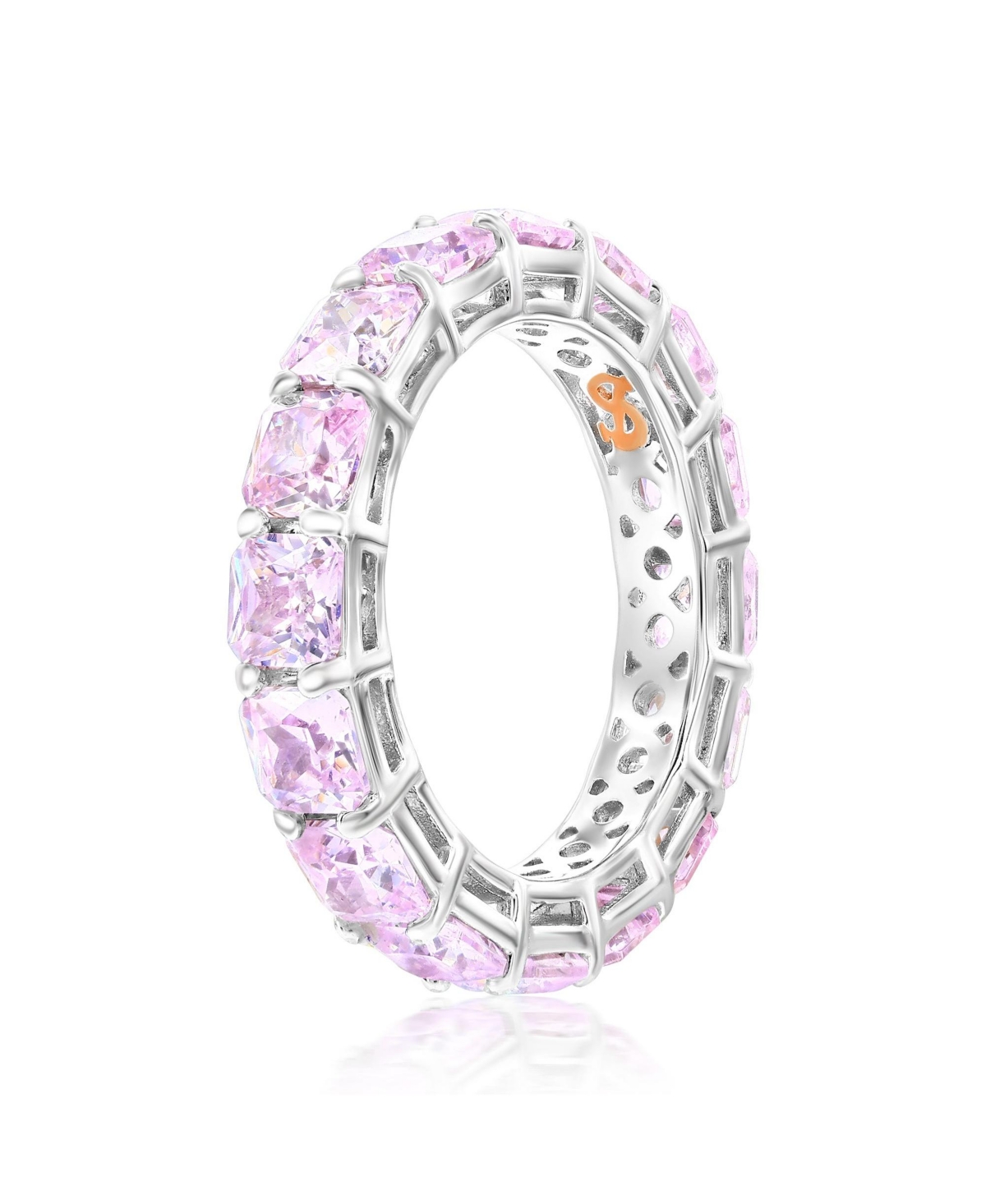 Suzy Levian New York Suzy Levian Sterling Silver Cubic Zirconia Cushion Cut Eternity Band