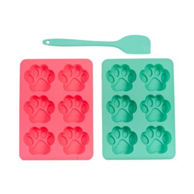 3-Piece Silicone Baking Kit – Includes 2 Baking Trays (6-Cavity Paw Print Mold) & Spatula – for Dog Treats