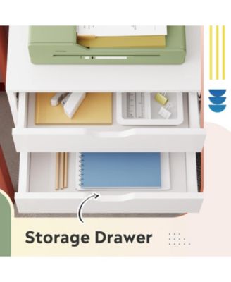 5-Drawer Chest, Wood Storage File Cabinet with Wheels