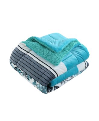 3 Piece Soft Micromink Fluffy Ultra Cozy Sherpa Comforter Set Queen