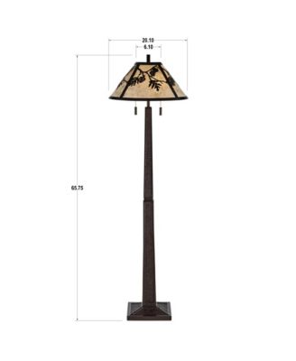 Rustic Western 66" Tall Standing Floor Lamp Column Pull Chain Bronze Metal Living Room Bedroom House Reading Office Home Decor Cabin Oak Leaves Mica Shade (Colors May Vary)