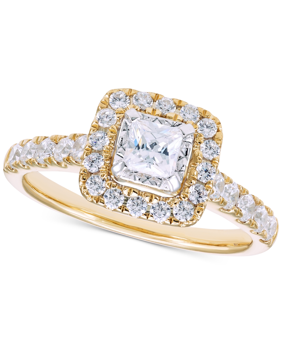 Macy's Diamond Princess Halo Engagement Ring (1 Ct. T.w.) In 14k Gold In Yellow Gold