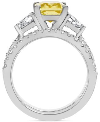 IGI Certified Lab Grown Yellow Diamond Radiant-Cut Bridal Set (3-3/4 ct. t.w.) in 14k White, Yellow or Rose Gold