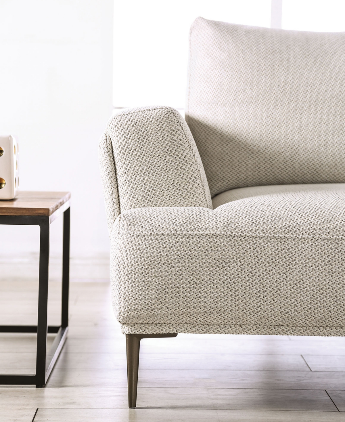 Furniture Of America 65" Orlandi Chenille 2-seater Flared Arm Loveseat In Beige