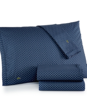 Lacoste Printed Cotton Percale California King Sheet Set Bedding