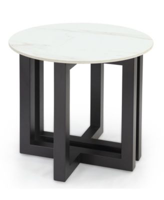 Emila 24" Round Sintered Stone Mix and Match End Table