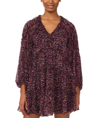 Women's Ruffled Long-Sleeve Tiered Mini Dress