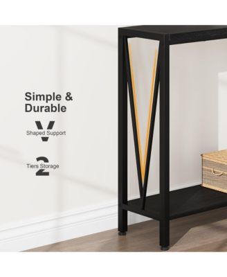 Console Table, 2-Tier Entryway Table with Storage, Narrow Sofa Table with V Design, 43" Industrial Console Table