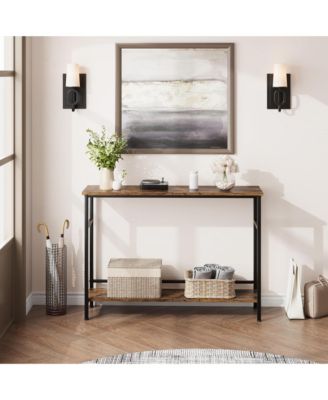 2 Tier Entryway Table, Console Tables for Entryway, Industrial Sofa Table with Adjustable Shelf