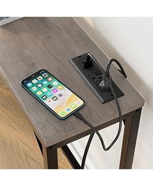 Console Table with Power Outlets & USB Ports, Narrow Sofa Table with Charging Station