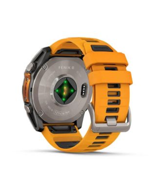 fenix 8 51mm, AMOLED, Outdoor & Fitness GPS Smartwatch, Saphire, Bare Graphite Titanium, Spark Orange/Graphite Band, NA