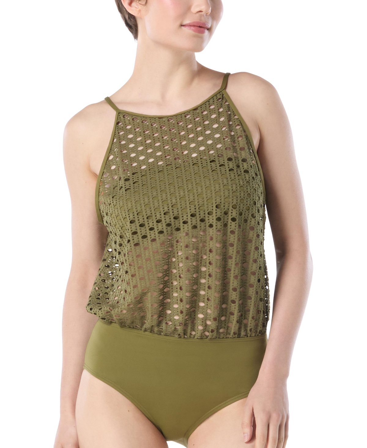 CARMEN MARC VALVO WOMEN'S HIGH-NECK ONE-PIECE SWIMSUIT 
