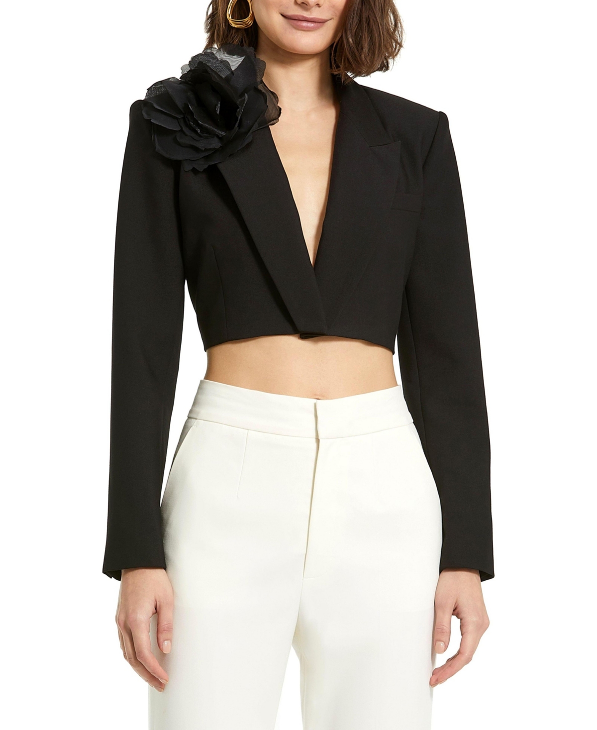 Mac Duggal Women's Cropped Crepe Tailored Blazer